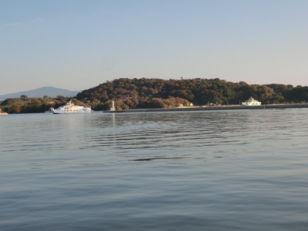 前島行きのフェリーが見えます