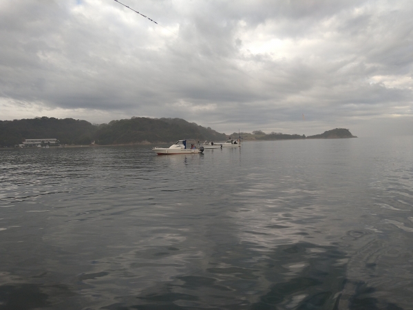 ポイントを4隻が一直線に流している