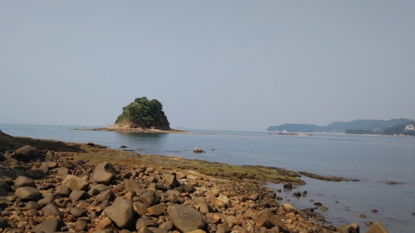 この干潮位では端ノ子島には渡れません